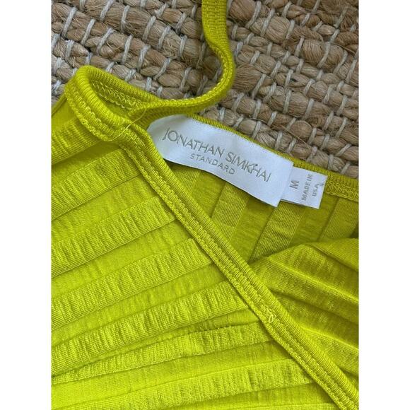 Jonathan Simkhai M Tank Top Peri Rib Jersey One Shoulder Chartreuse Green Shirt - Picture 7 of 10